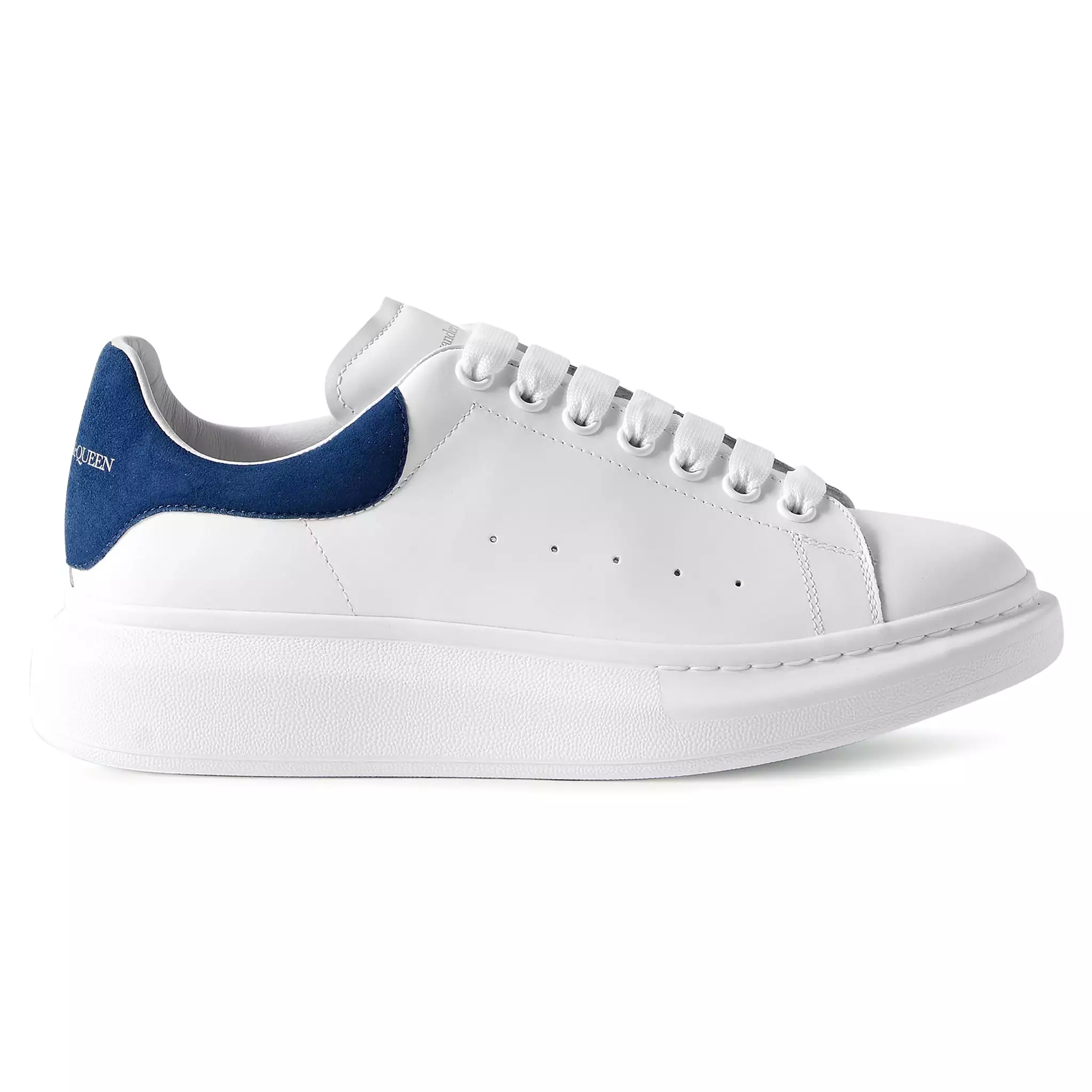 Alexander Mcqueen Raised Sole White Navy Suede Sneaker