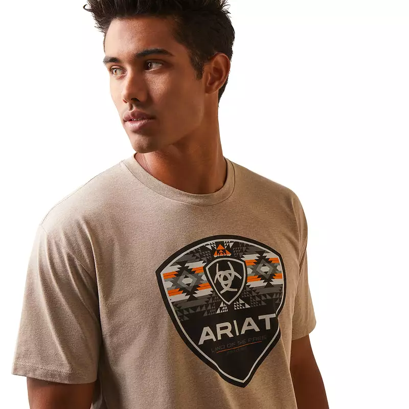 'Ariat' Geo Fill Southwestern T-Shirt - Oatmeal Heather