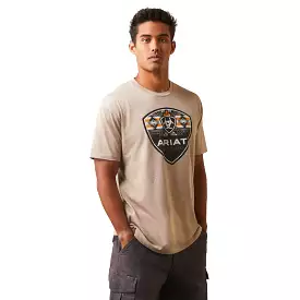 'Ariat' Geo Fill Southwestern T-Shirt - Oatmeal Heather