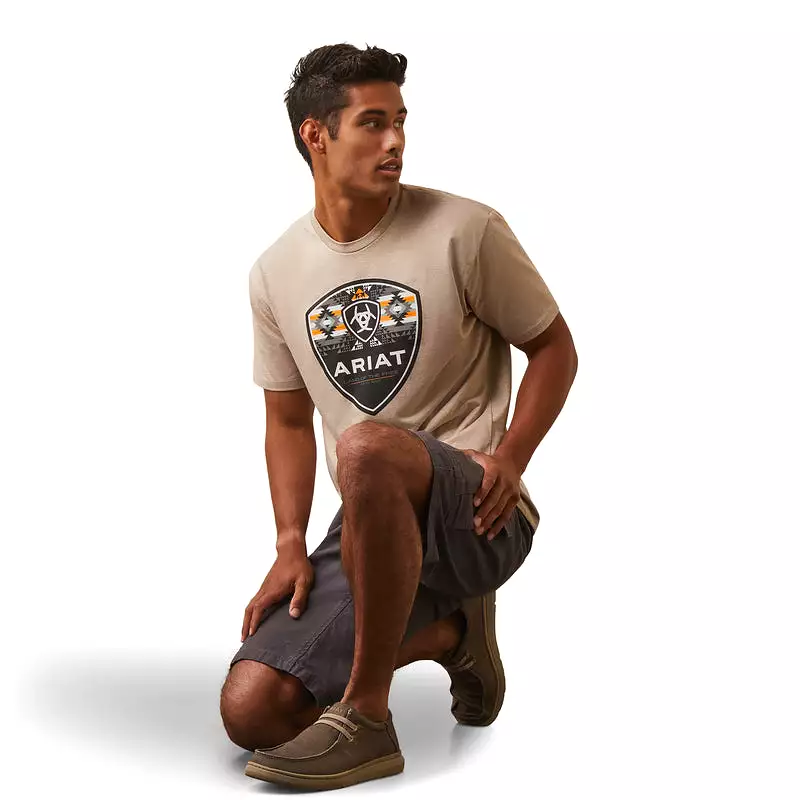 'Ariat' Geo Fill Southwestern T-Shirt - Oatmeal Heather