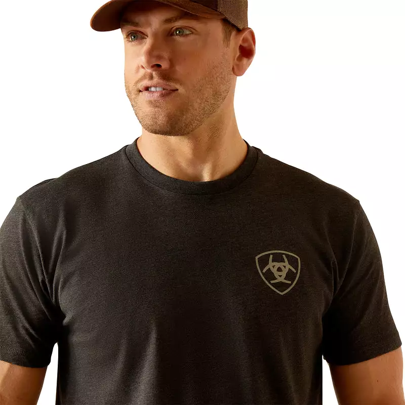 'Ariat' Men's Ariat Rider Label T-Shirt - Charcoal Heather