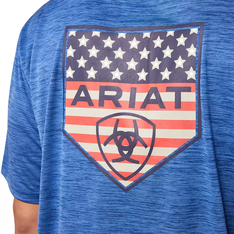 'Ariat' Men's Charger Ariat Proud Shield T-Shirt - Monaco Blue