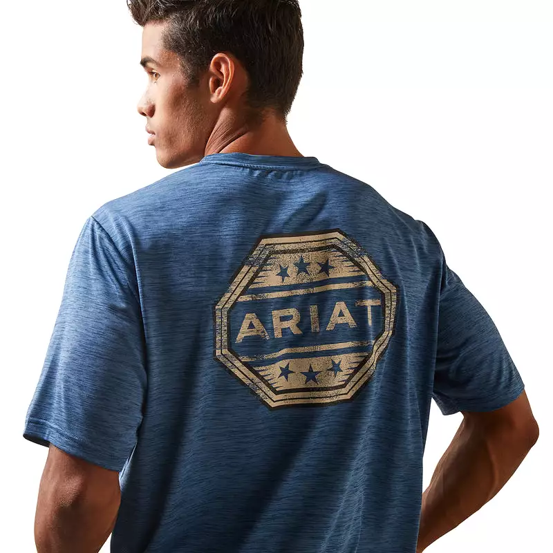 'Ariat' Men's Charger Ariat Stamp T-Shirt - Sky Fall