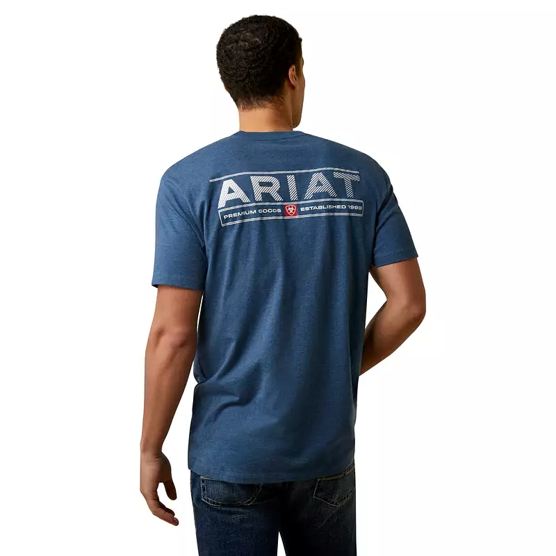 'Ariat' Men's Daytona Stripes T-Shirt - Sailor Blue Heather