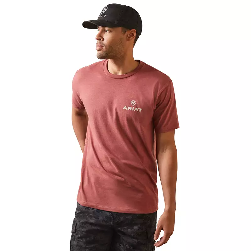 'Ariat' Men's Land of the Free T-Shirt - Red Clay Heather