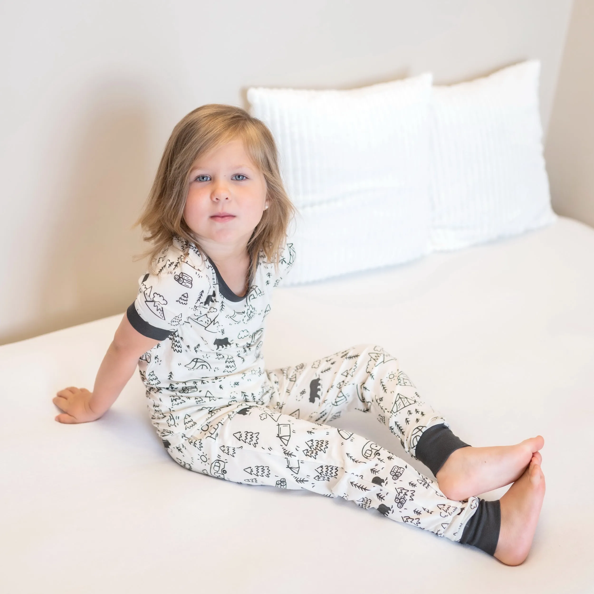 Bamboo Short Sleeve Pajama Set (Doodle Camp Print)