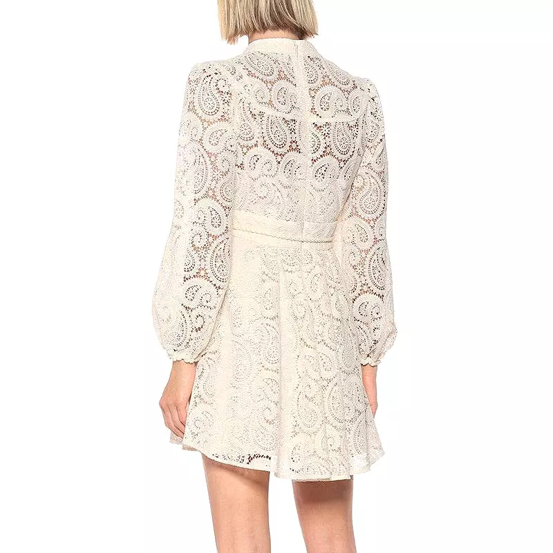 Beige Paisley Lace Big Sleeve Summer Dress