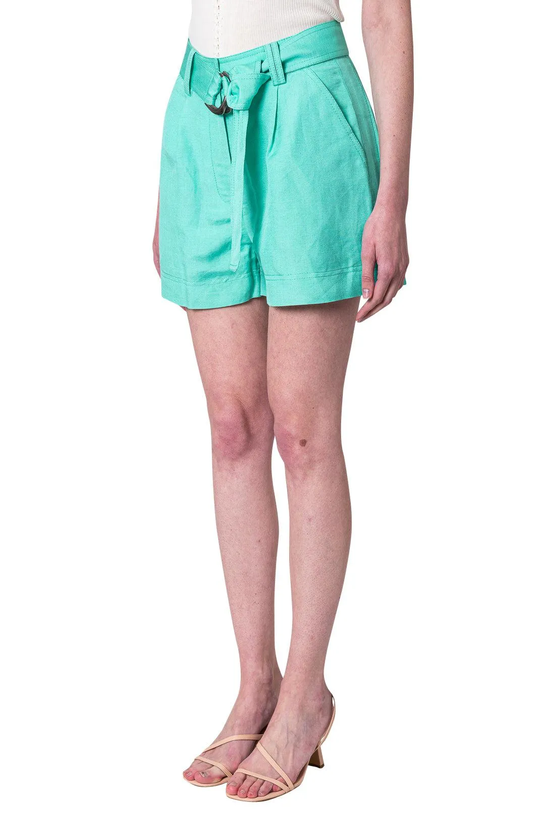 Belted Linen Shorts