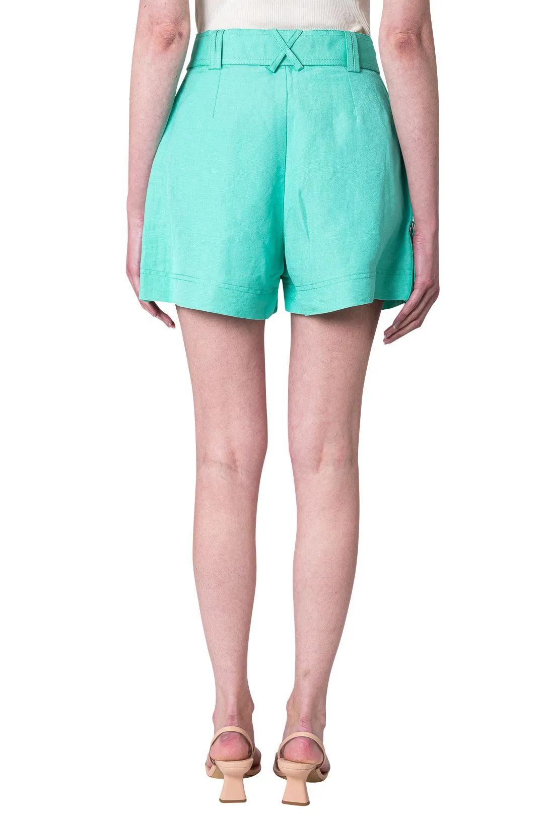 Belted Linen Shorts