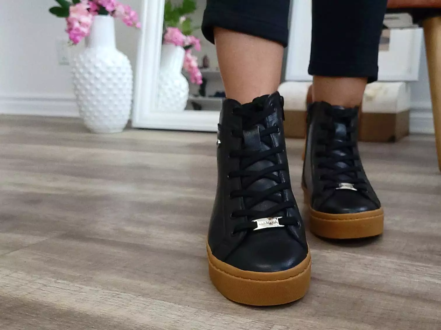 Black Leather high top sneaker