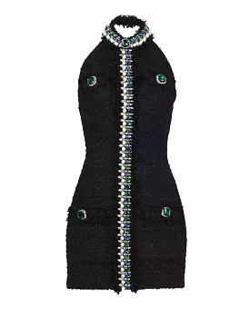 Black Tweed Trimmed Dress