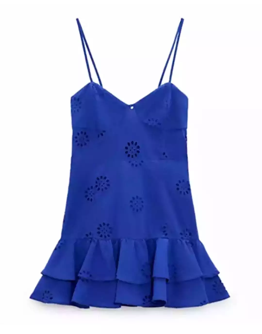 Blue Layered Ruffled Hem Dress