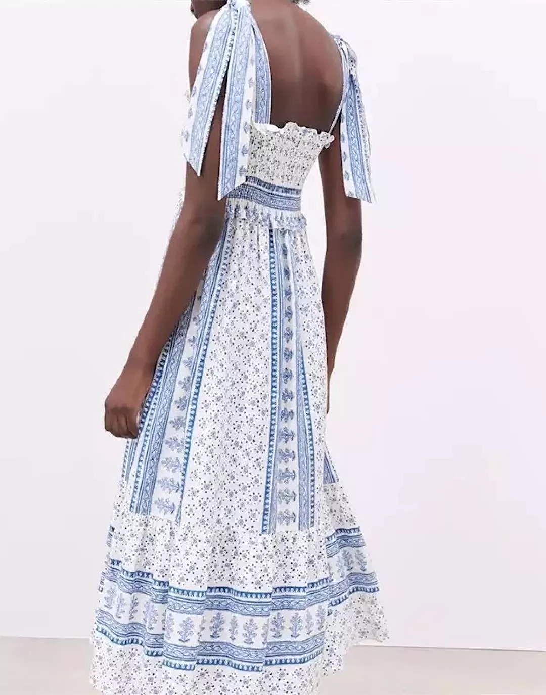 Boho Style Elastic Blue Dress