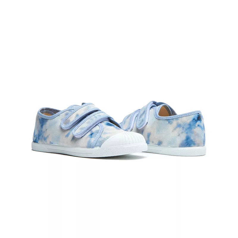 Canvas Double Sneaker in Tie Dye Blue