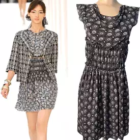 Chanel 07P, 2007 Spring Black Floral Silk Dress FR 38 US 4/6