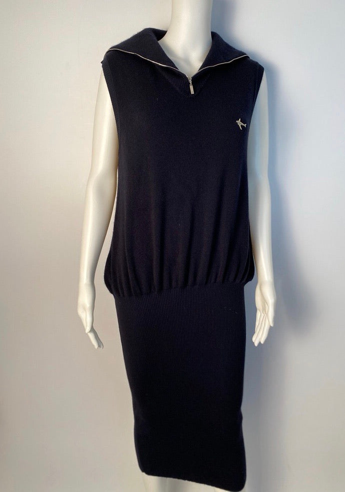 Chanel 08C 2008 Cruise Coco Line Black Sleeveless Ribbed Blouson Dress FR 38 US 6