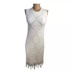 Chanel White 05S, 2005 Summer Resort Woven Crochet Sumner Dress US 2/4