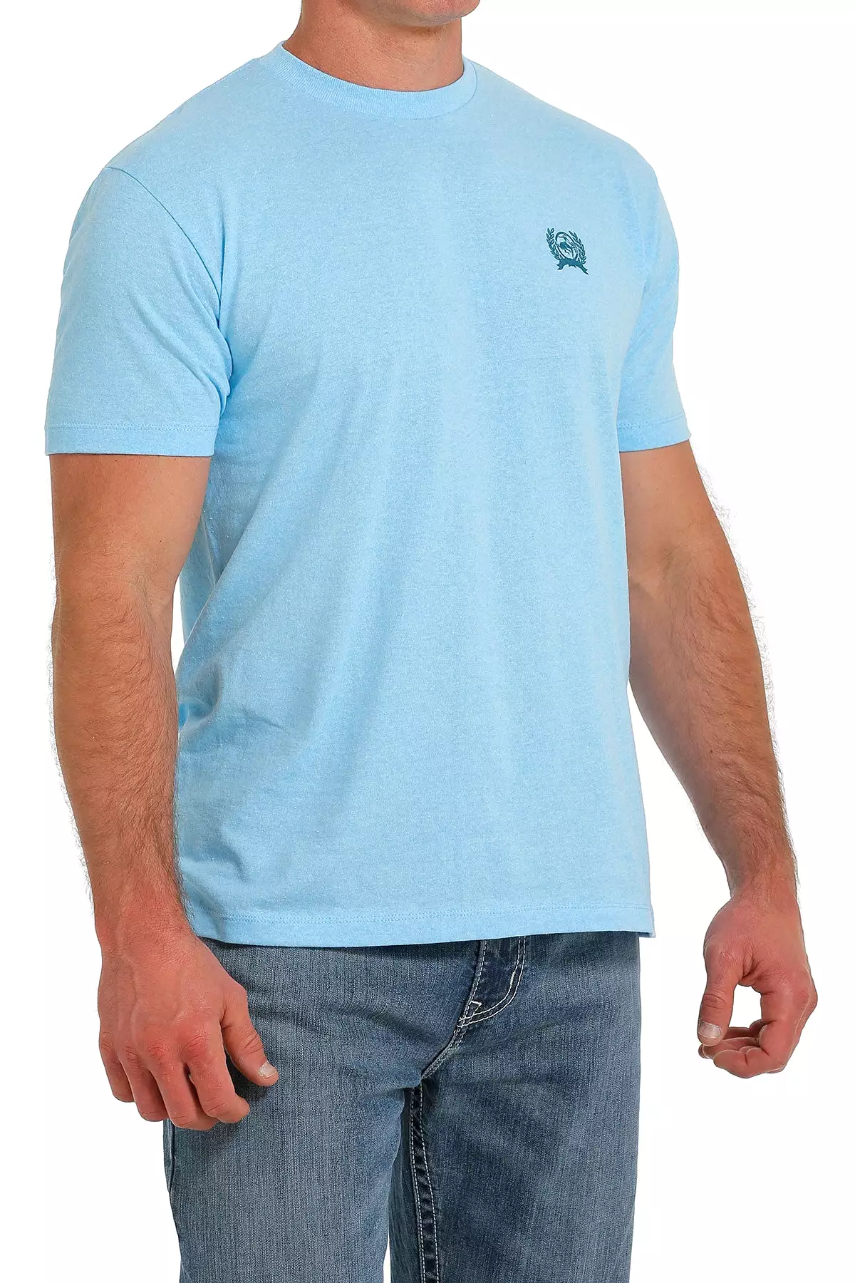 'Cinch' Men's Screen Print T-Shirt - Heather Light Blue