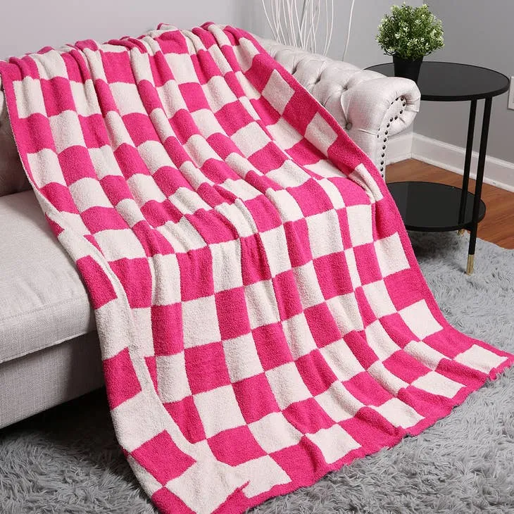 CLOUD PLUSH BLANKET | PINK CHECKERED