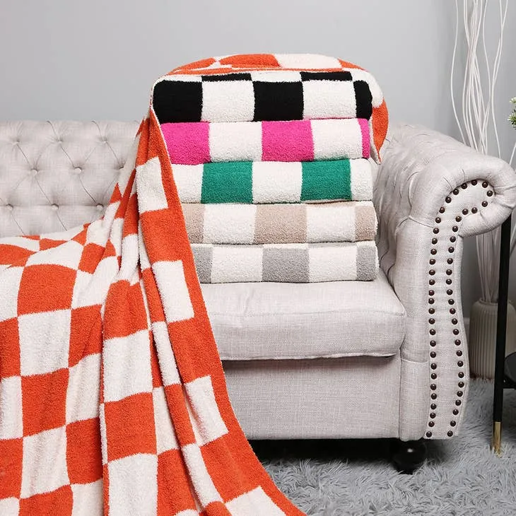 CLOUD PLUSH BLANKET | PINK CHECKERED