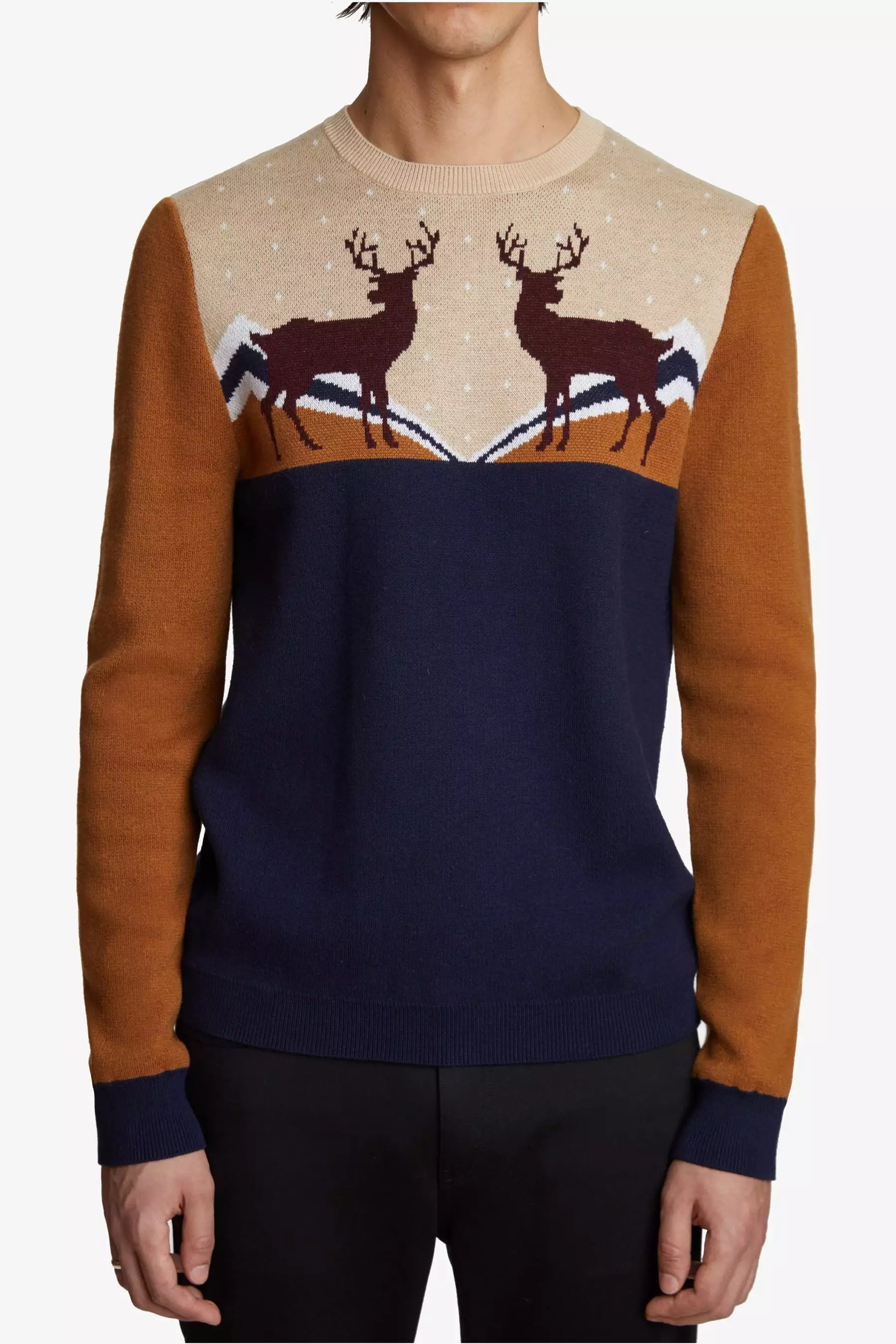 Color Blocked Mountaineer Crewneck Sweater