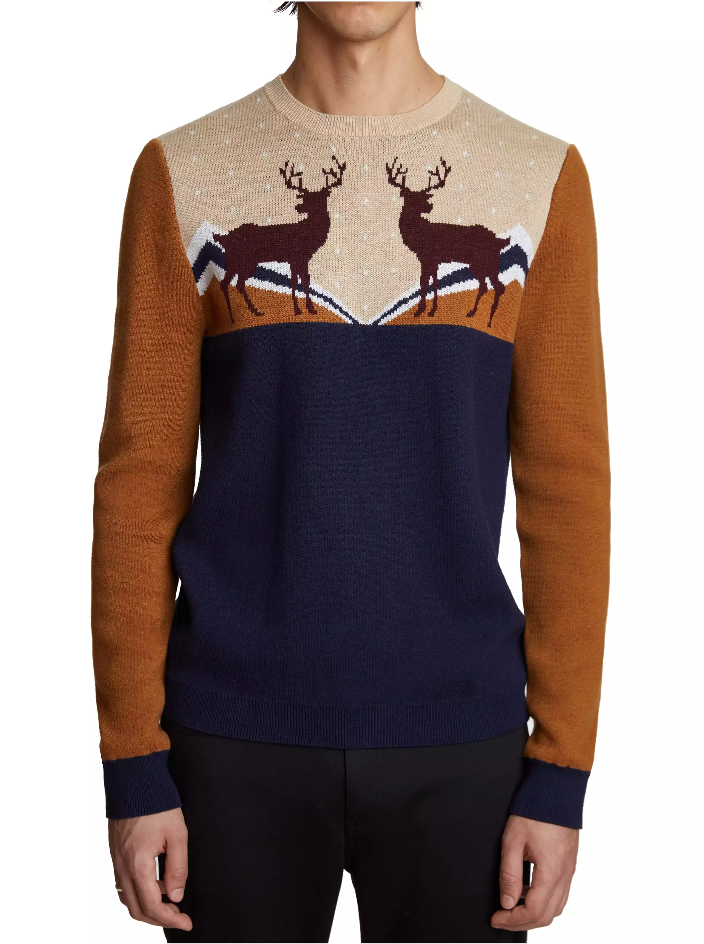 Color Blocked Mountaineer Crewneck Sweater