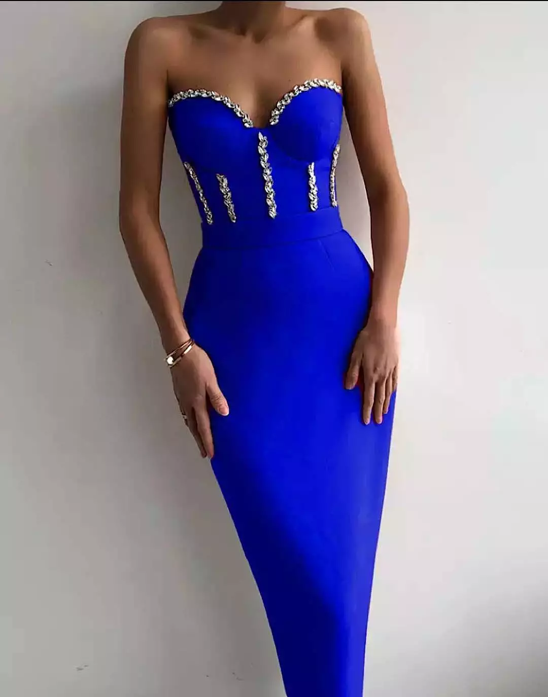 Crystal Beaded Midi Bandage Dress