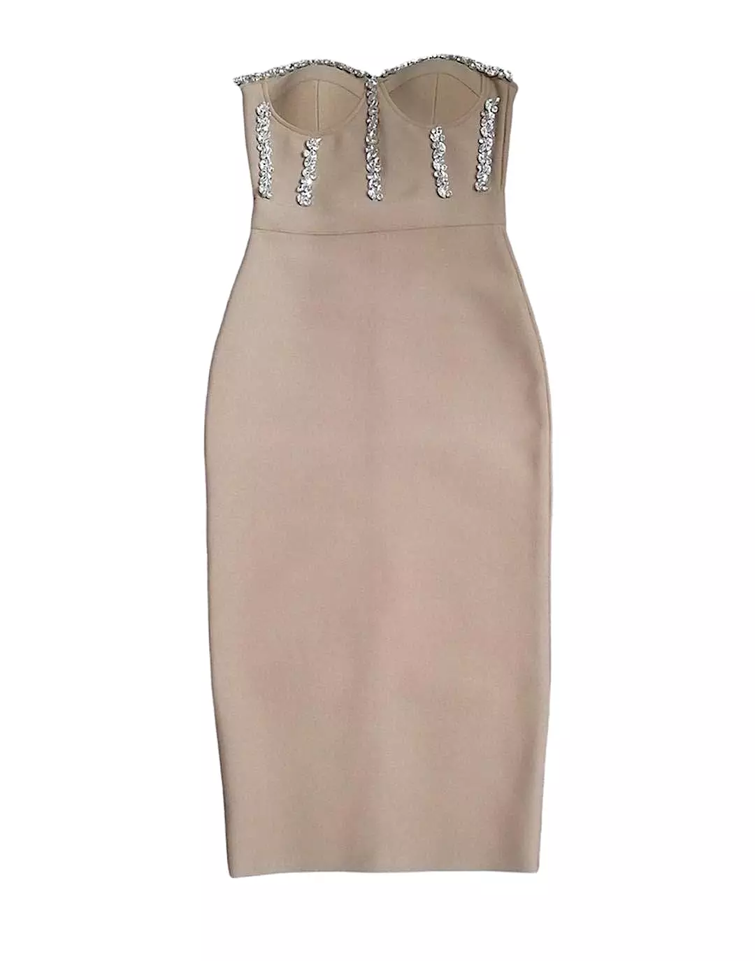 Crystal Beaded Midi Bandage Dress