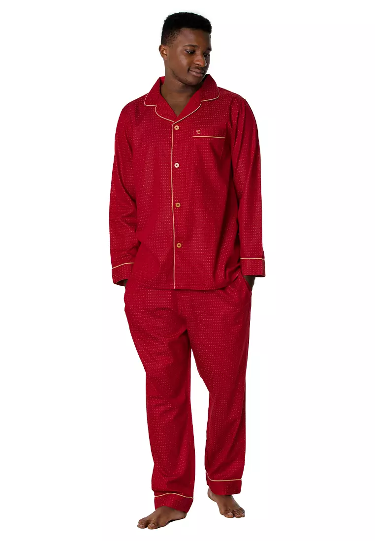 DE LUCCA De Lucca Mens Cotton Long Pajama Set