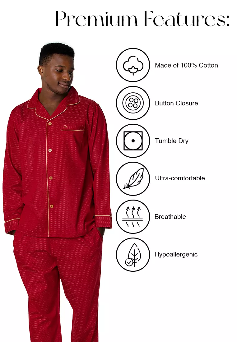 DE LUCCA De Lucca Mens Cotton Long Pajama Set