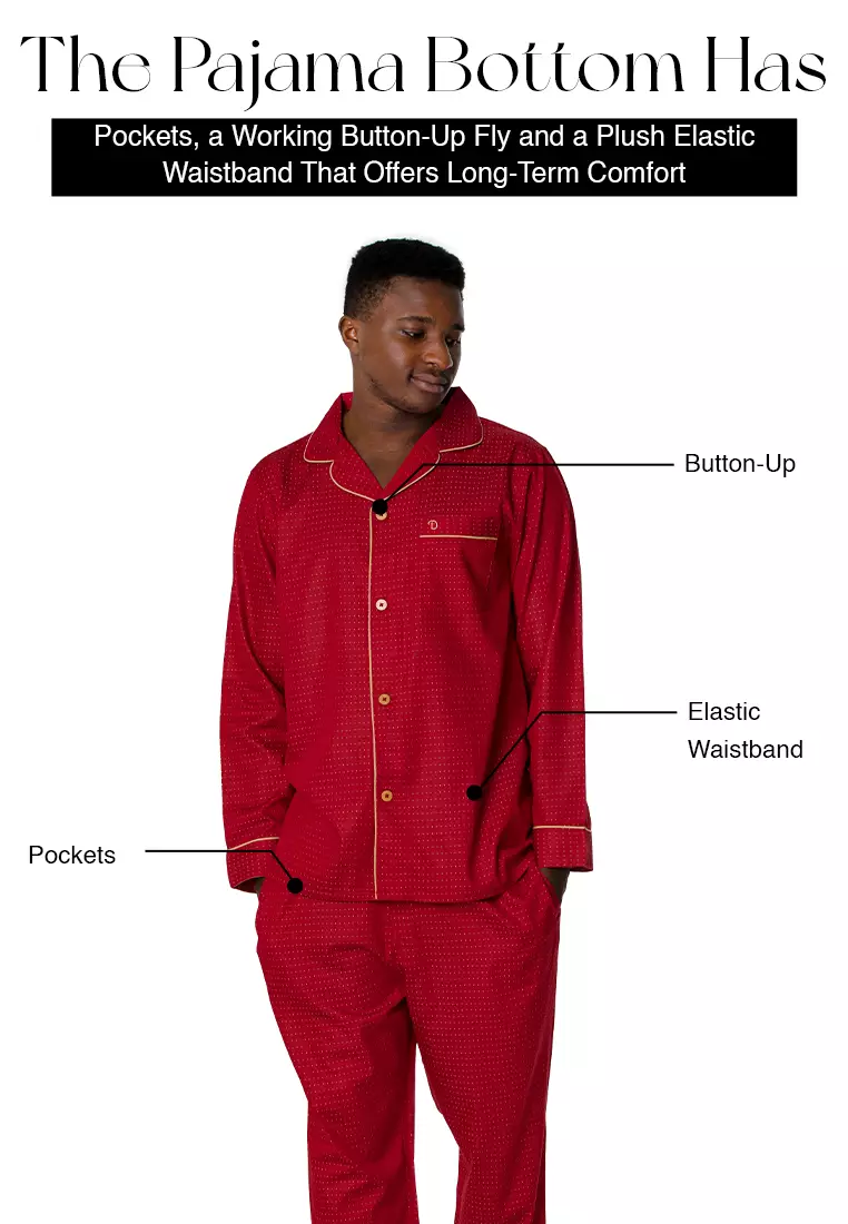 DE LUCCA De Lucca Mens Cotton Long Pajama Set