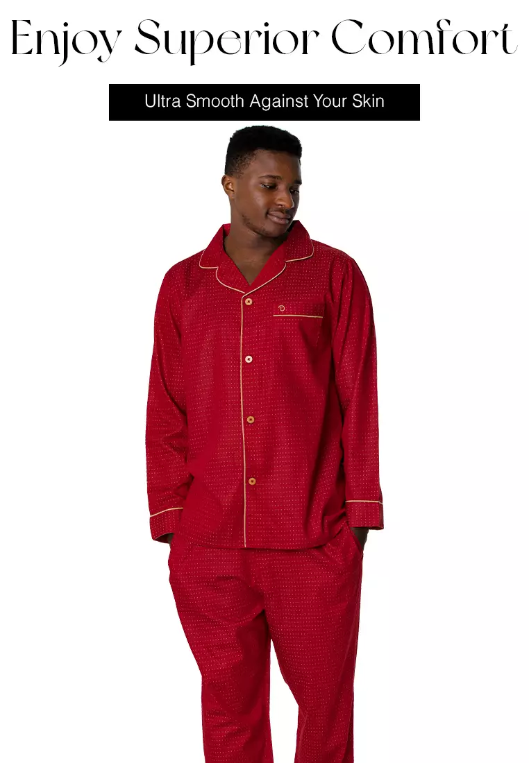 DE LUCCA De Lucca Mens Cotton Long Pajama Set