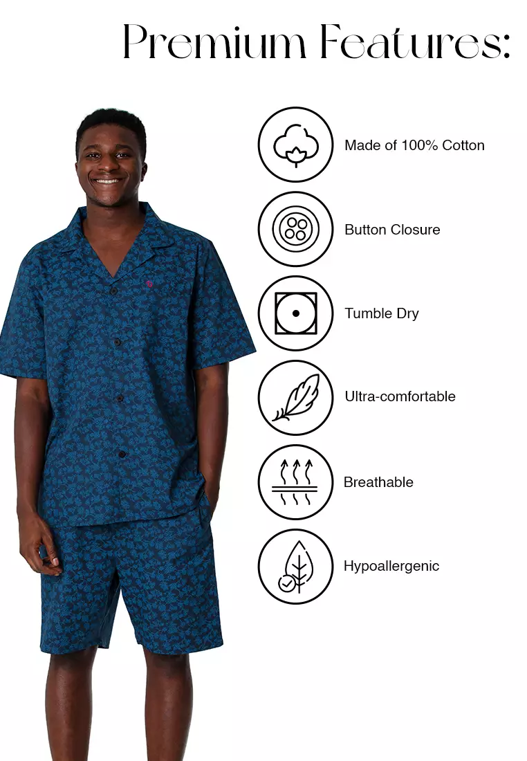 DE LUCCA De Lucca Mens Short Sleeve Pajama Set