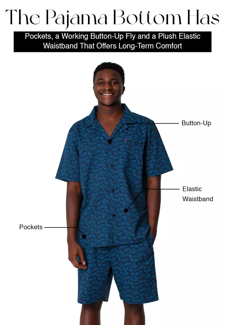 DE LUCCA De Lucca Mens Short Sleeve Pajama Set