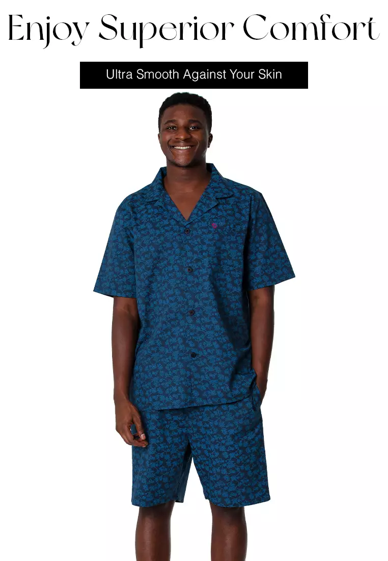 DE LUCCA De Lucca Mens Short Sleeve Pajama Set