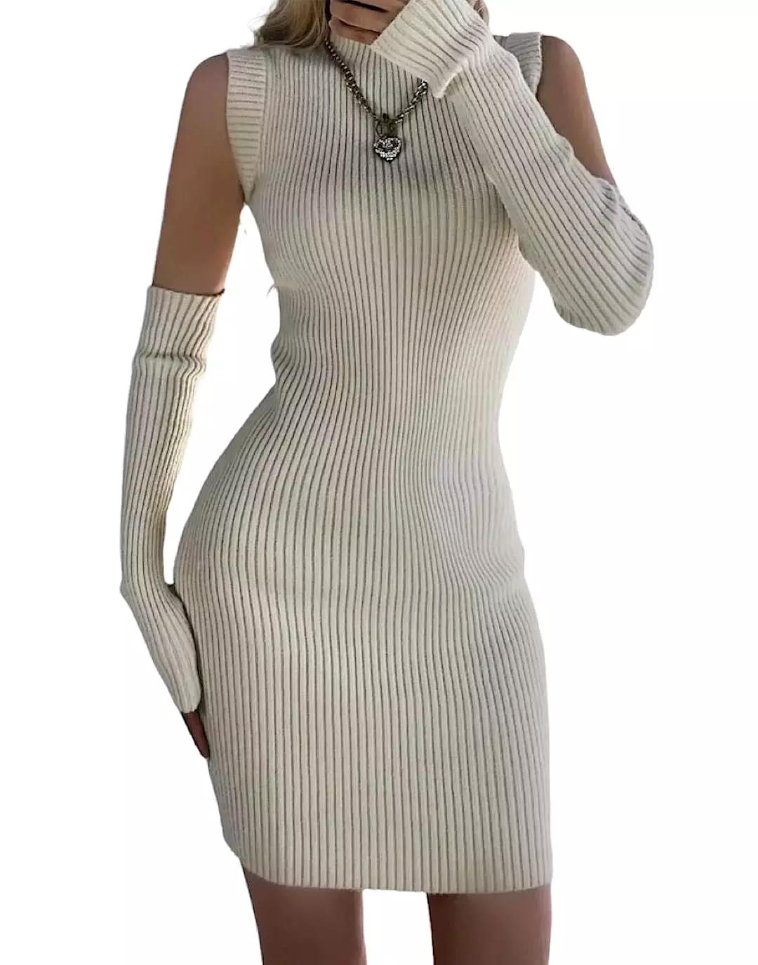 Divided Sleeved Bodycon Knit Dress