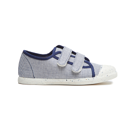 ECO-Friendly Canvas Double Sneaker in Navy Stripes