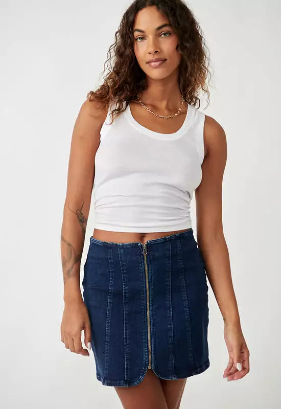 Free People - Layla Denim Mini Skirt Deep Indigo