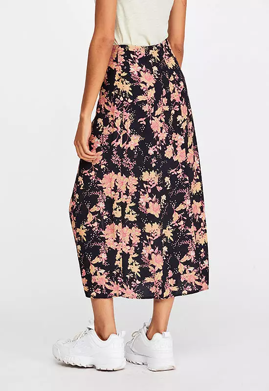 Free People - Retro Love Black Multi Midi Skirt