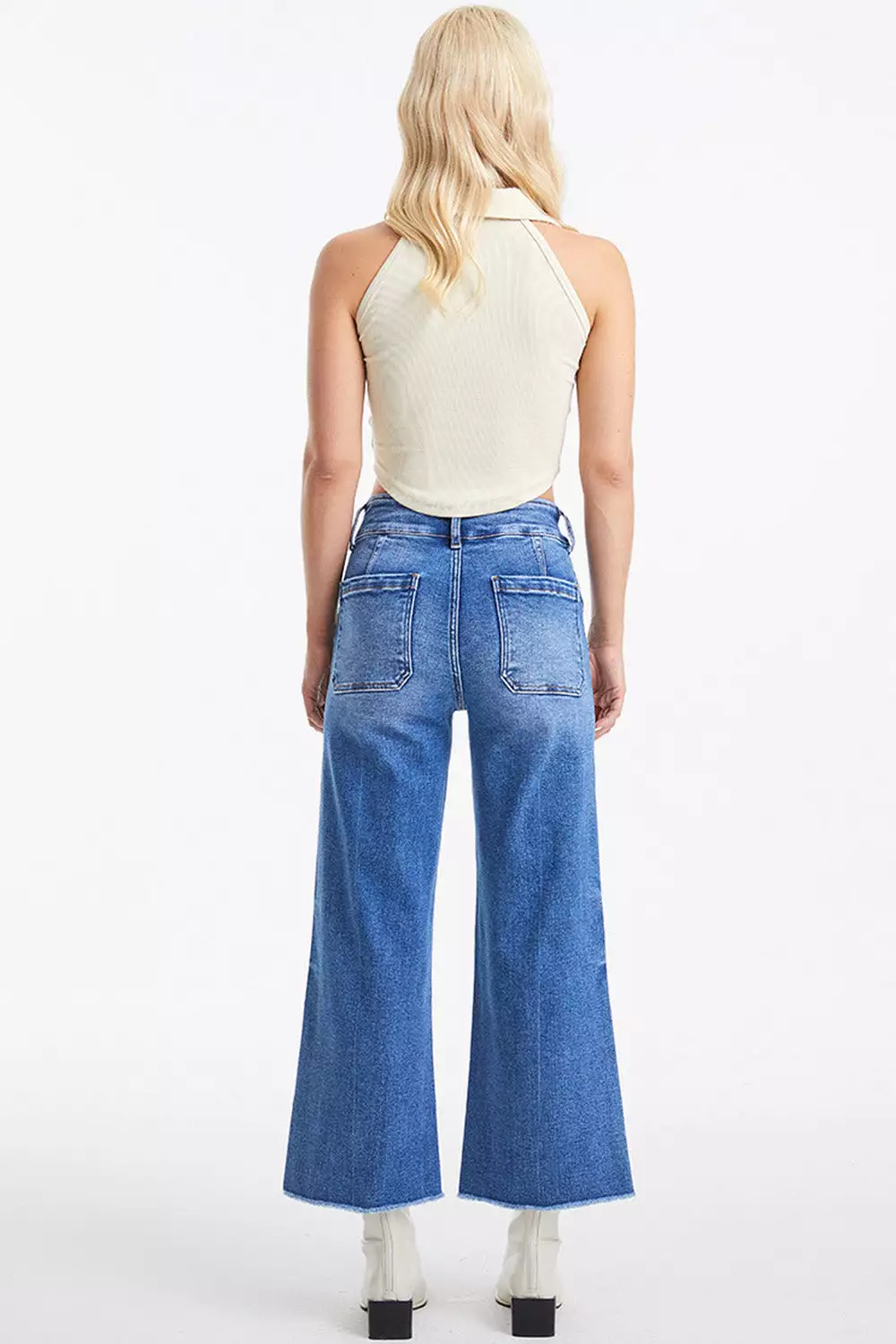 Full Size Raw Hem High Waist Wide Leg Jeans