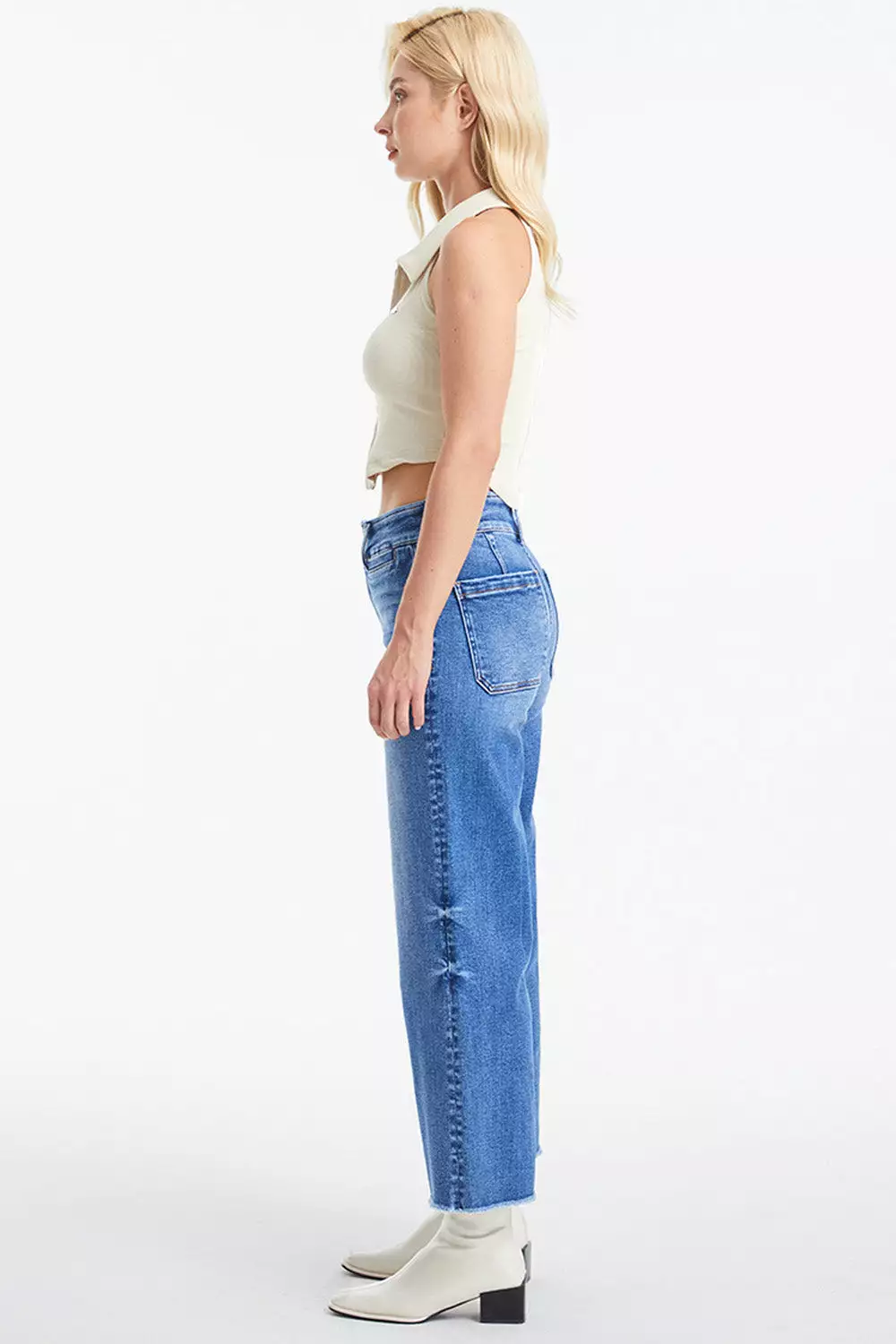 Full Size Raw Hem High Waist Wide Leg Jeans