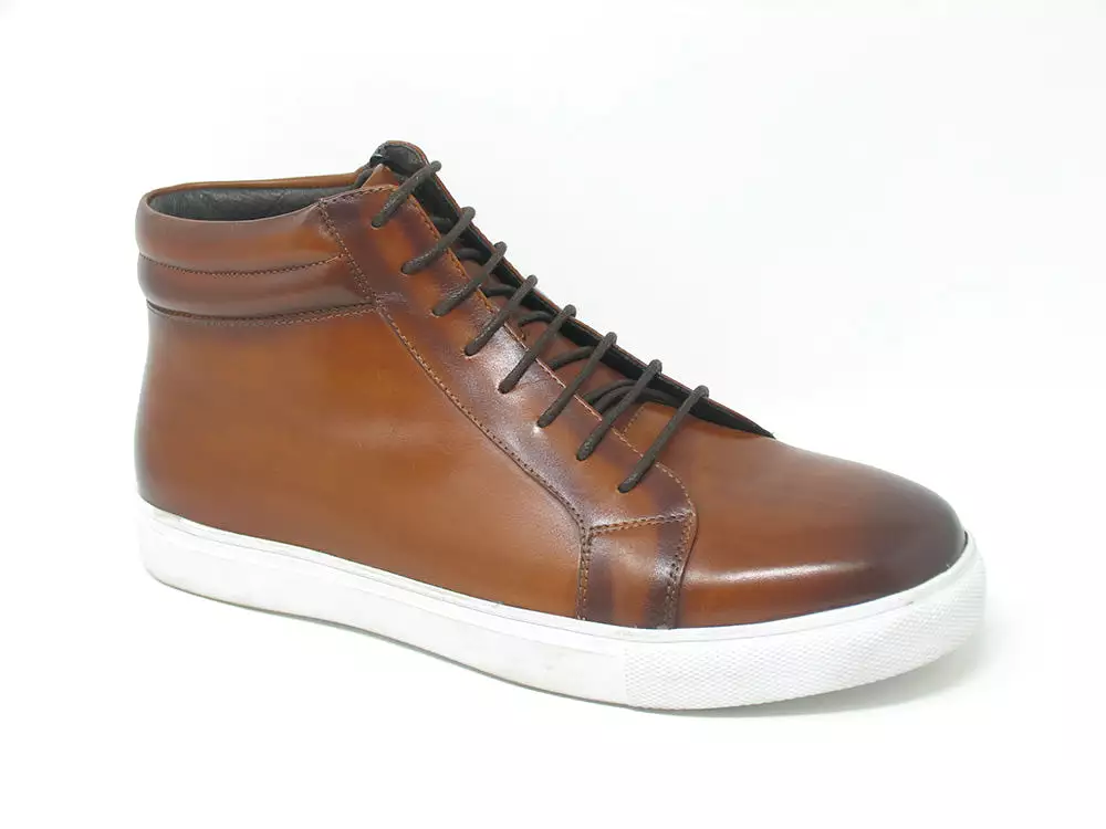 High Top Side Zipper Leather Sneaker