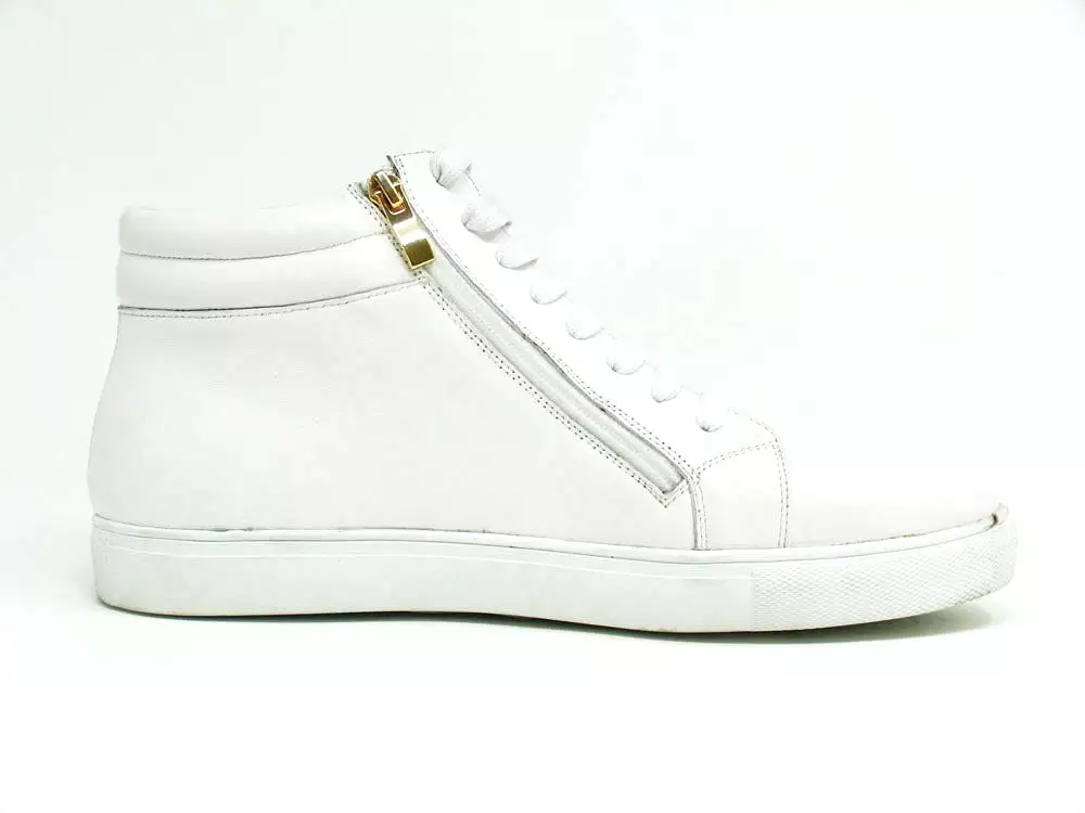 High Top Side Zipper Leather Sneaker