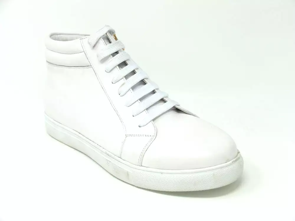 High Top Side Zipper Leather Sneaker