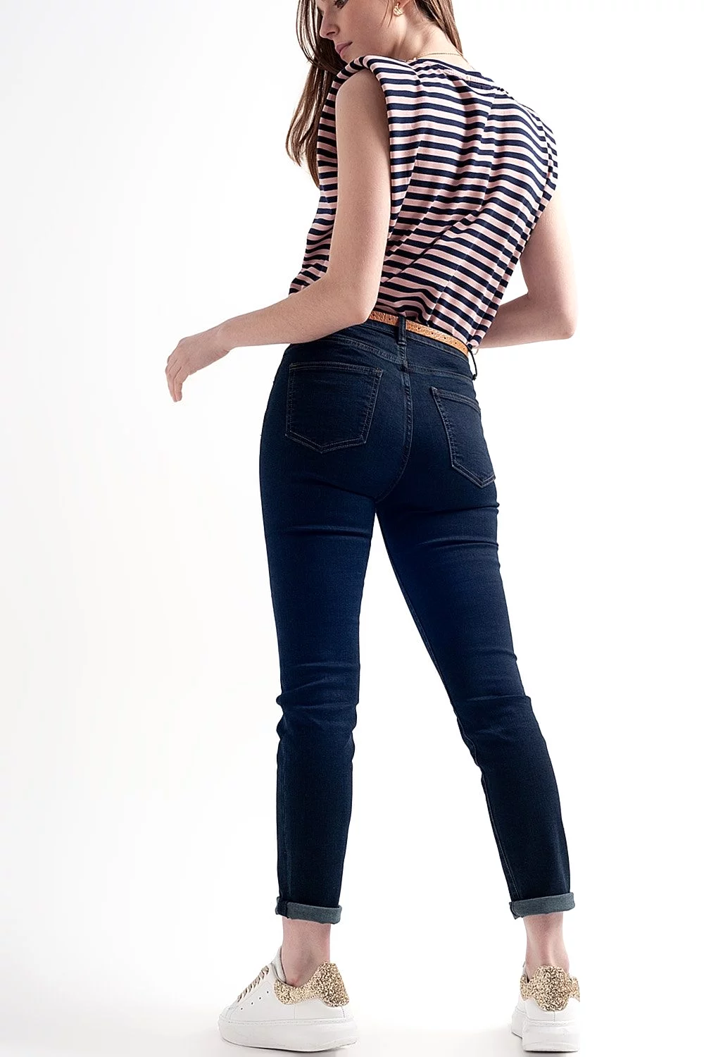 High Waist Skinny Jeans in Dark Blue