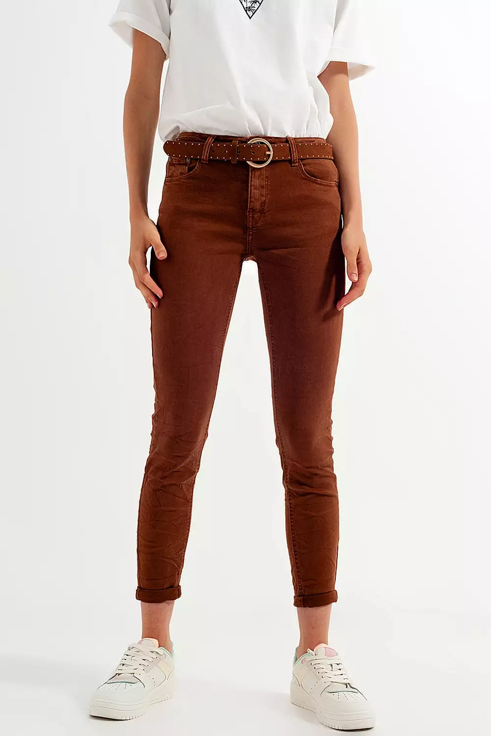 High Waisted Super Skinny Pants in Camel