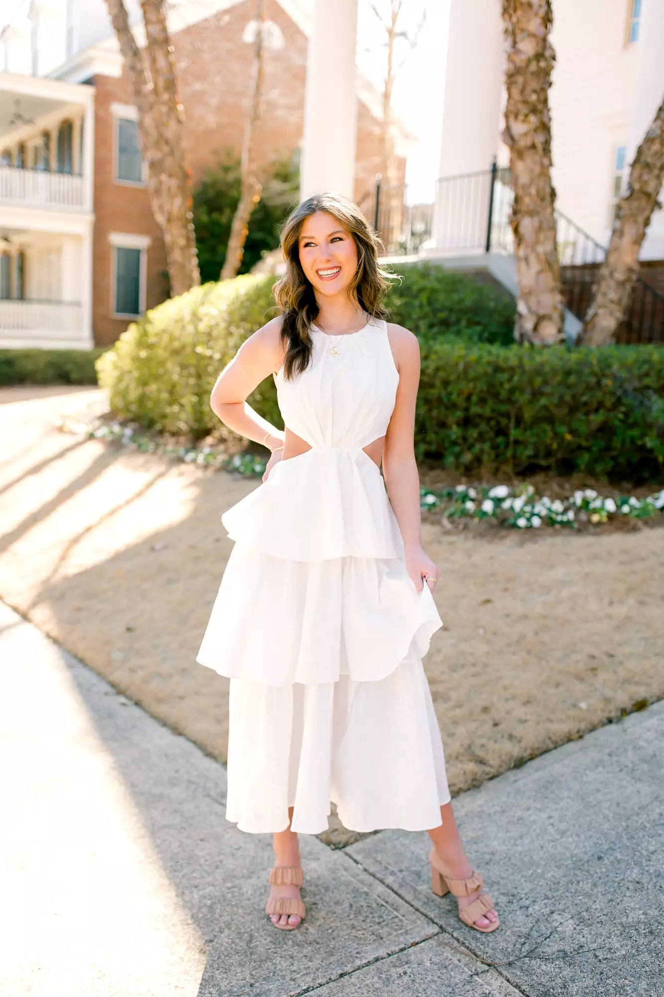 Katelyn Tiered Ruffle Midi Dress - Off White