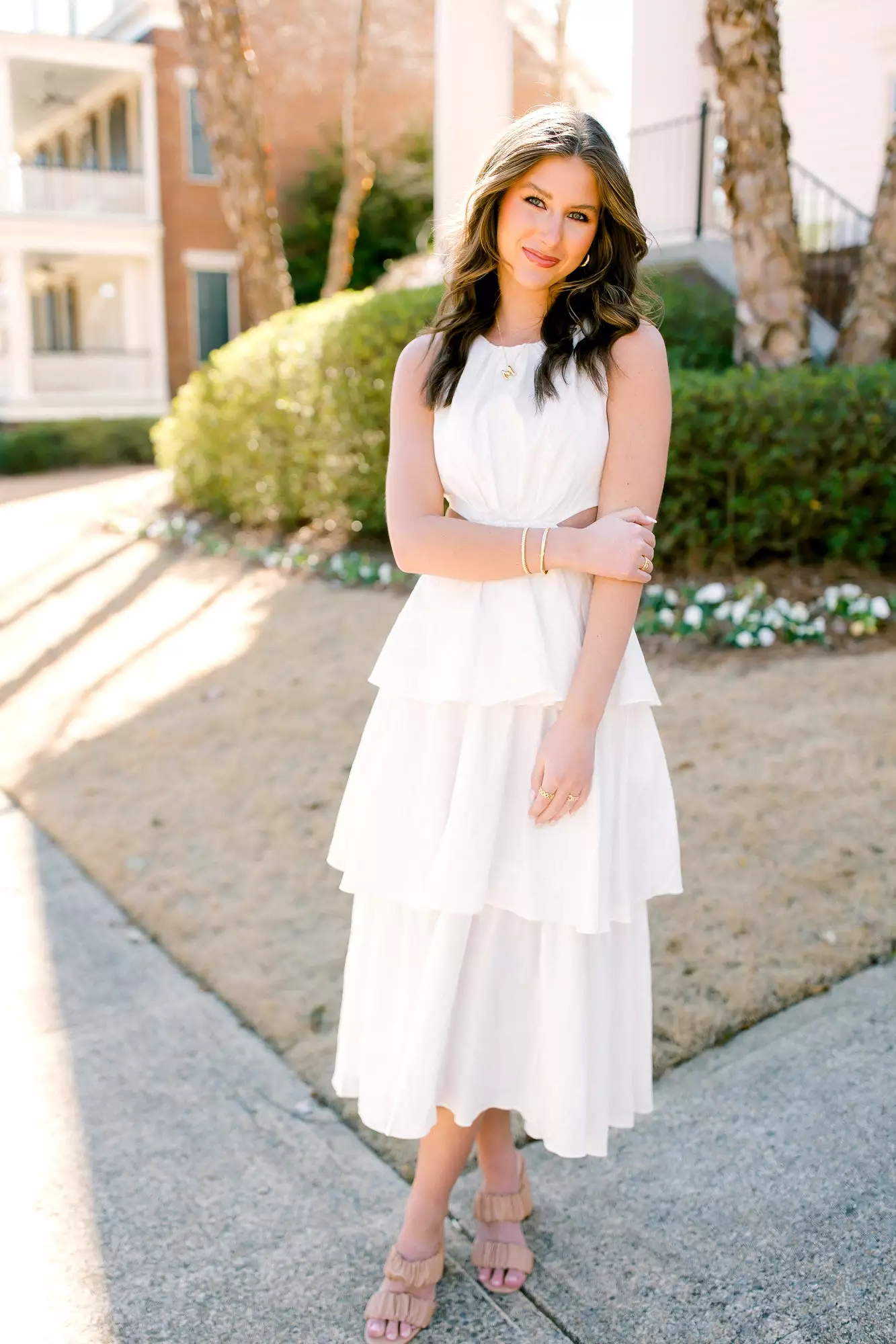 Katelyn Tiered Ruffle Midi Dress - Off White