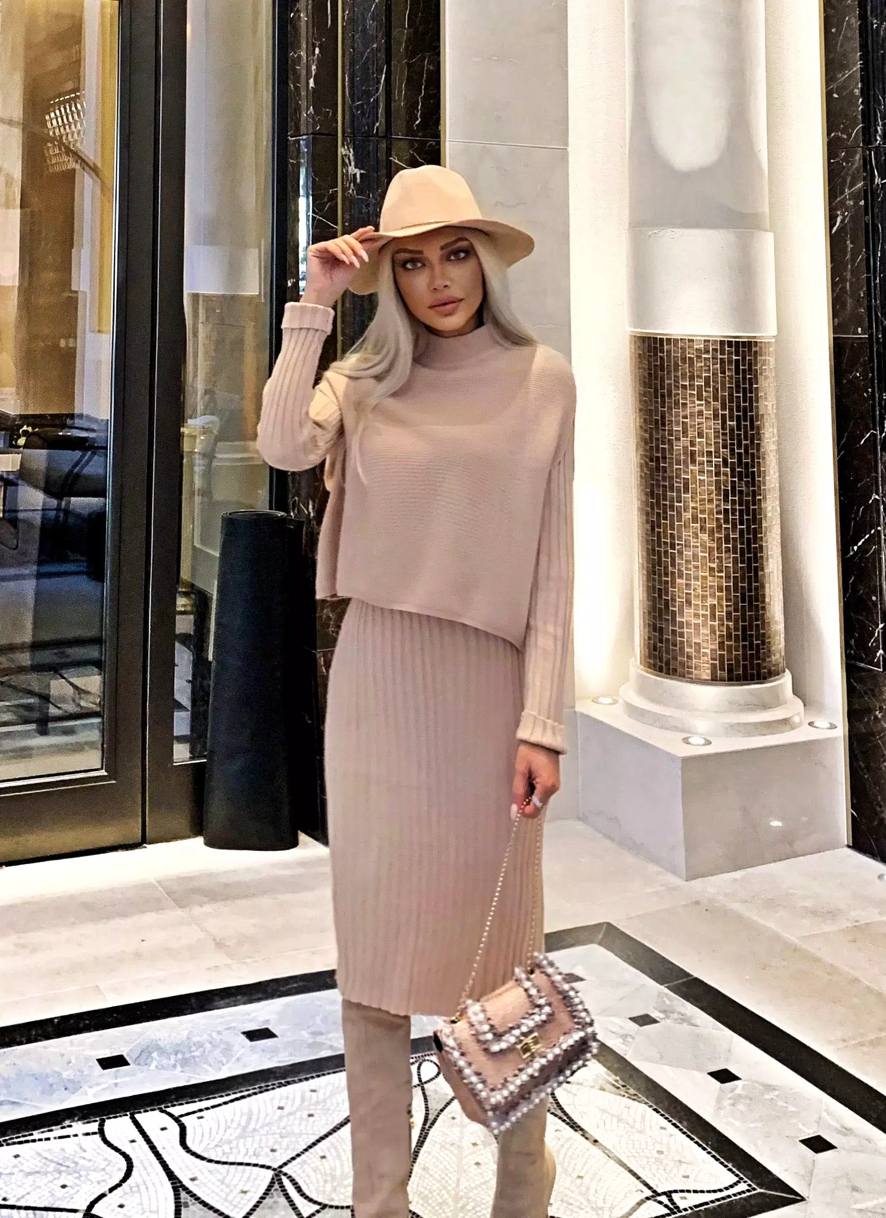 Knit Midi Dress Pullover Two Piece Set