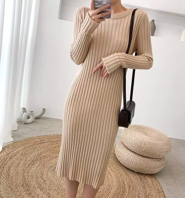 Knit Midi Dress Pullover Two Piece Set